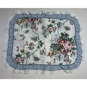 Vintage Floral Rose Ruffled Eyelet Pillow Sham 20X26 Shabby Chic Cottagecore NEW